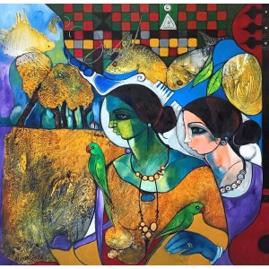 Abrar Ahmed, 36 x 36 Inch, Oil on Canvas, Figurative Painting, AC-AA-632 Abrar Ahmed, 36 x 36 Inch, Oil on Canvas, Figurative Painting, AC-AA-632